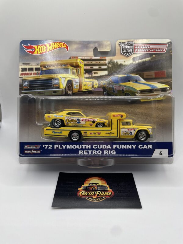 Hot Wheels Team Transport #4 '72 Plymouth Cuda Funny Car w/ Retro Rig